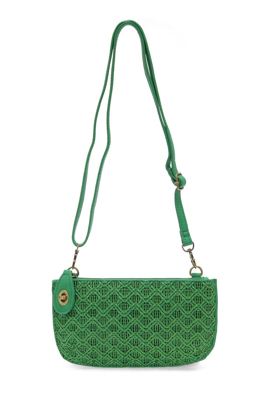 Lattice Woven Mini Crossbody Wristlet Clutch