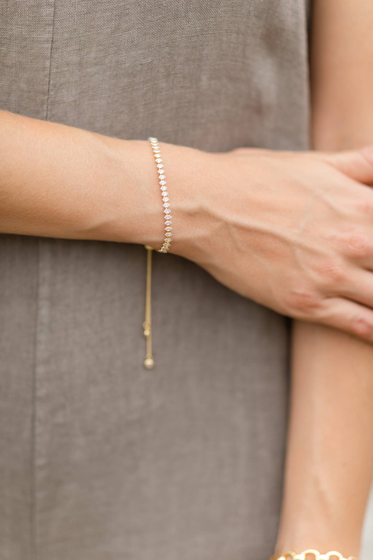 Delicate Faux Diamond Tennis Bracelet: Silver