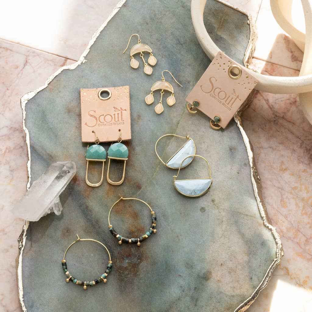 Stone Crescent Drop Earring - Lapis/Silver