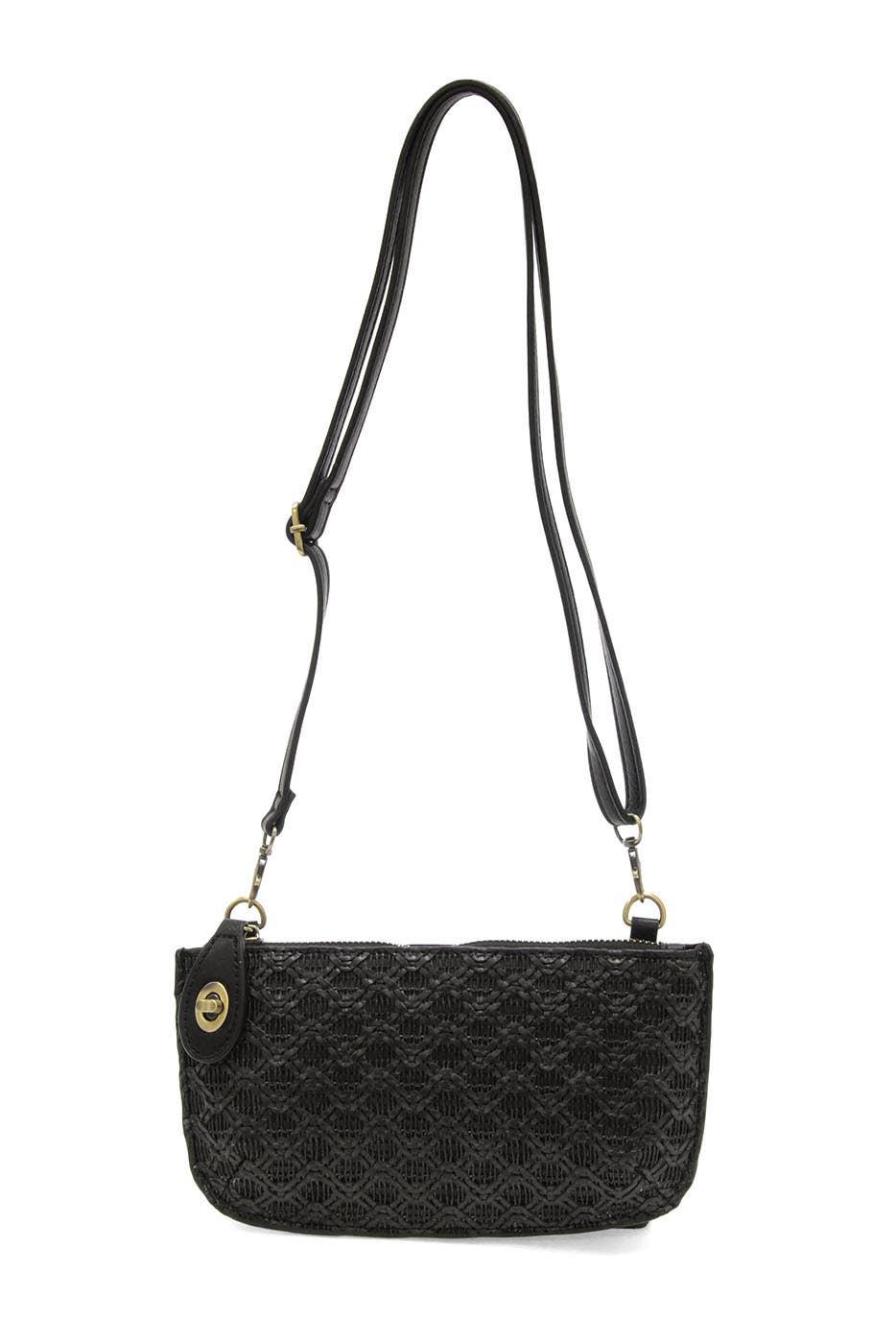 Lattice Woven Mini Crossbody Wristlet Clutch