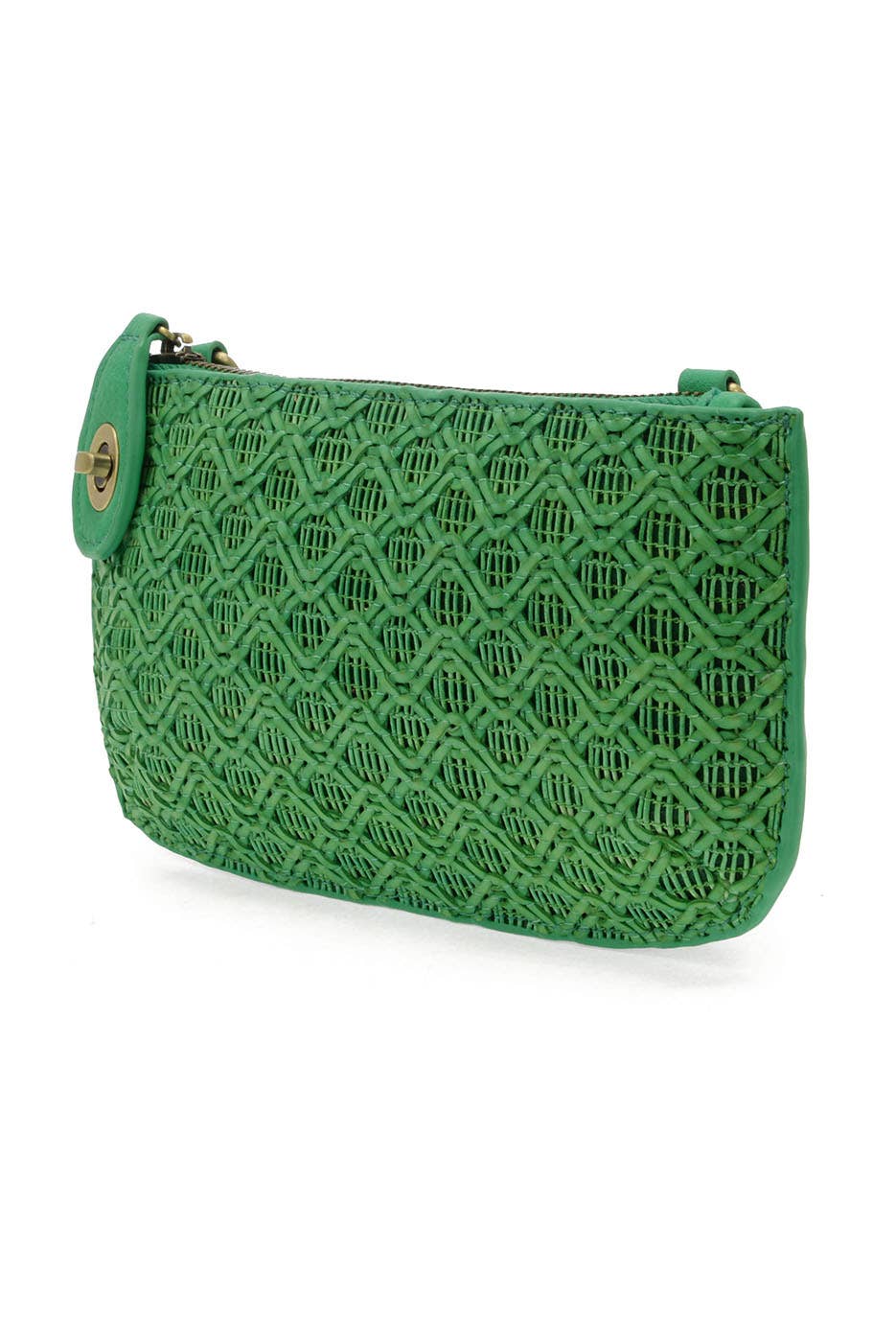 Lattice Woven Mini Crossbody Wristlet Clutch