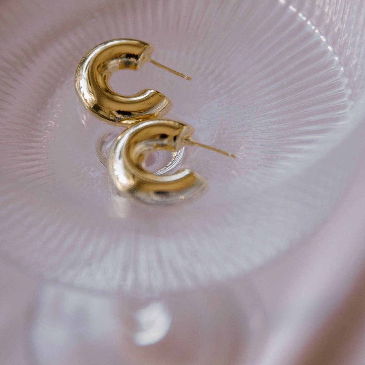 Ellie Chunky Tube Hoops Earrings Gold Filled Silver: Yellow Gold
