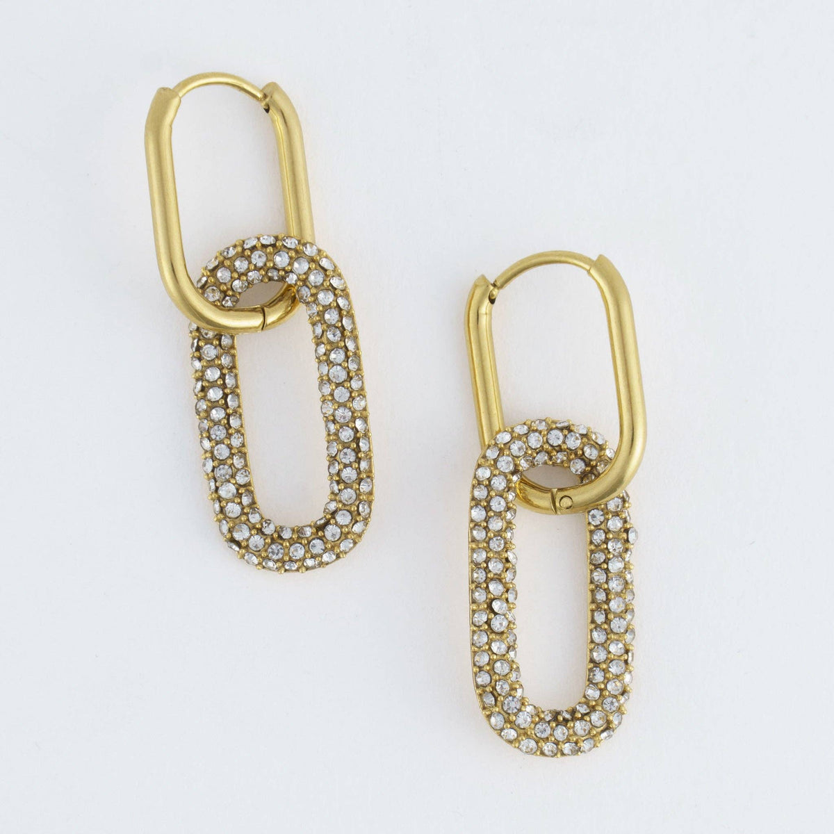 Waterproof Earrings Narelle Pave Linked Hoop Jewelry: Silver