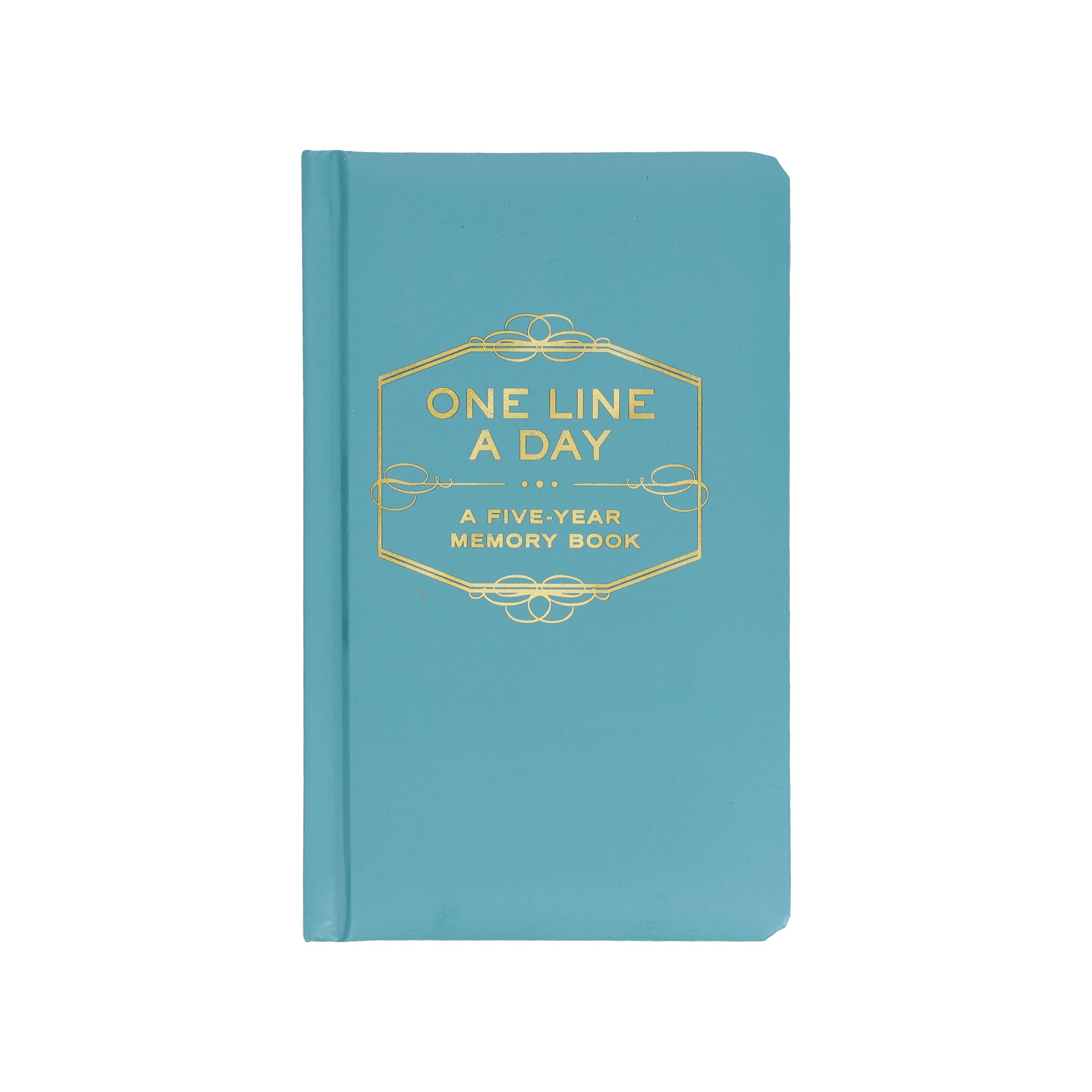 Blue notebook with 'One Line A Day' text on a white background