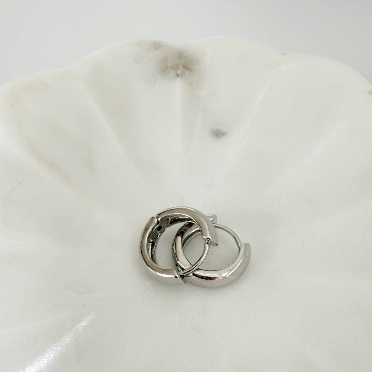 Jake Chunky Huggie Hoops Earrings Gold Filled: Silver