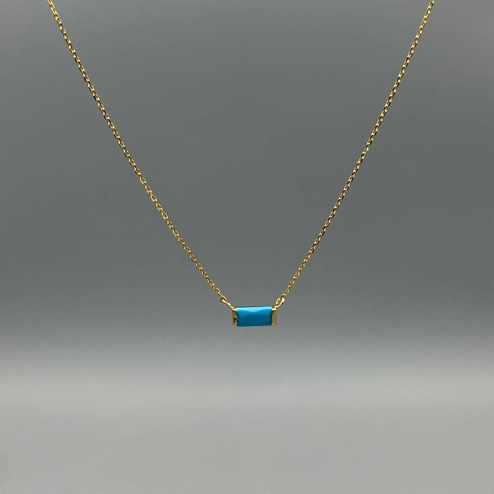Baguette Birthstone Necklaces in Gold