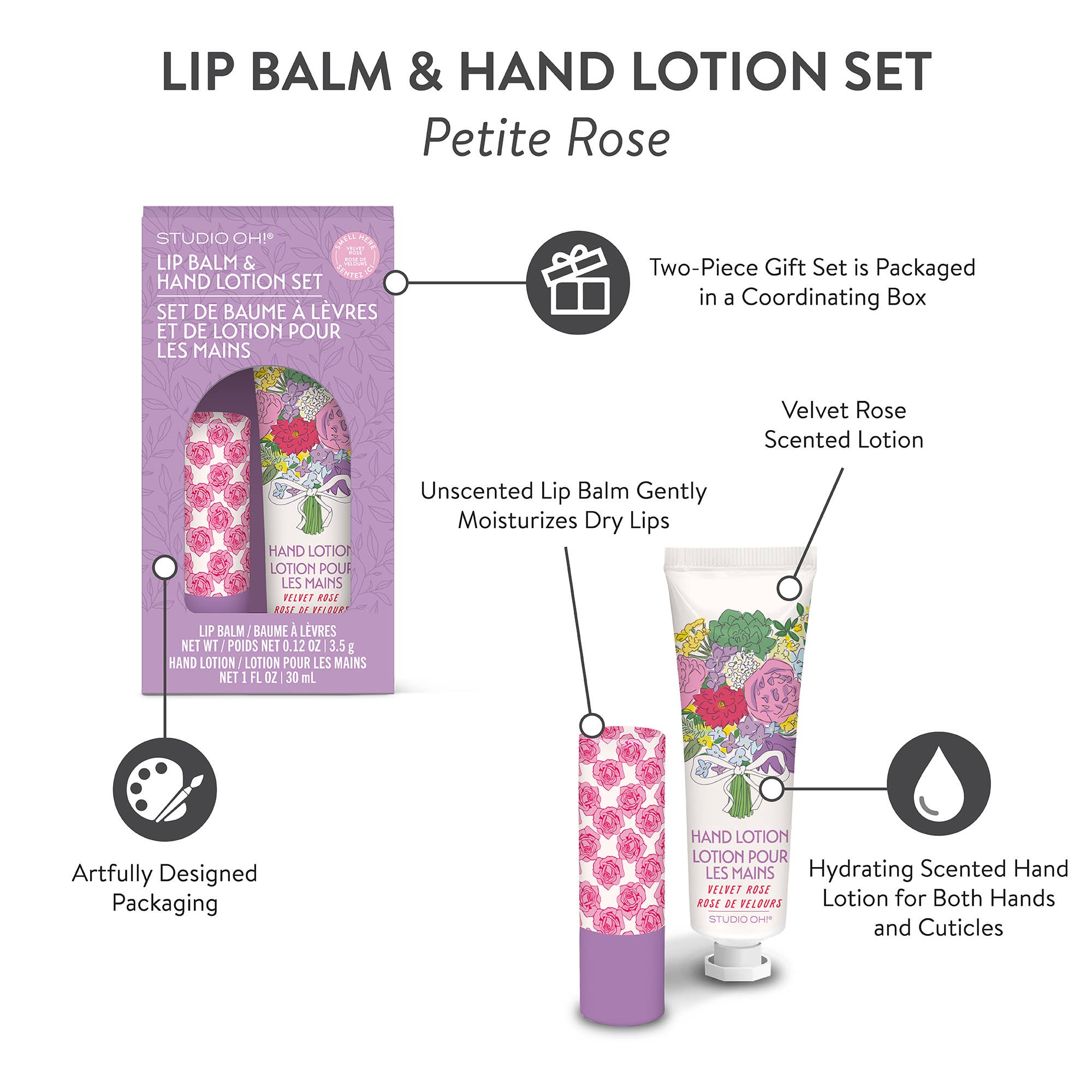 Petite Rose Lip Balm & Hand Lotion Set