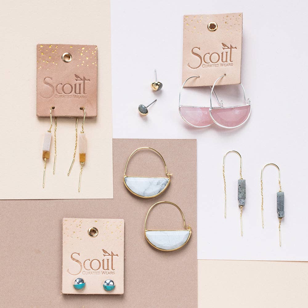 Stone Prism Hoop - Turquoise/Gold