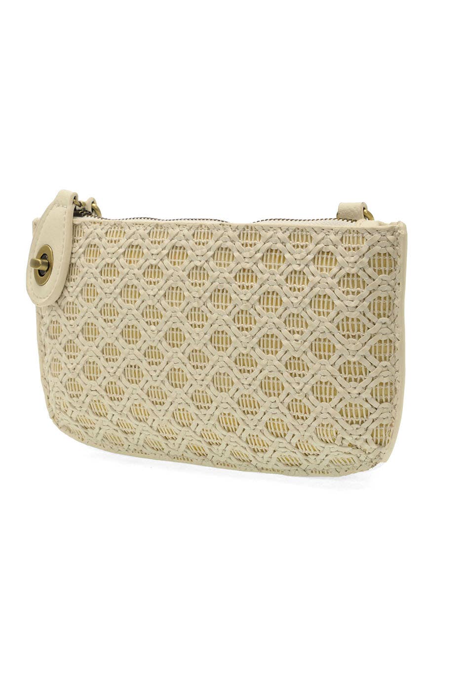 Lattice Woven Mini Crossbody Wristlet Clutch