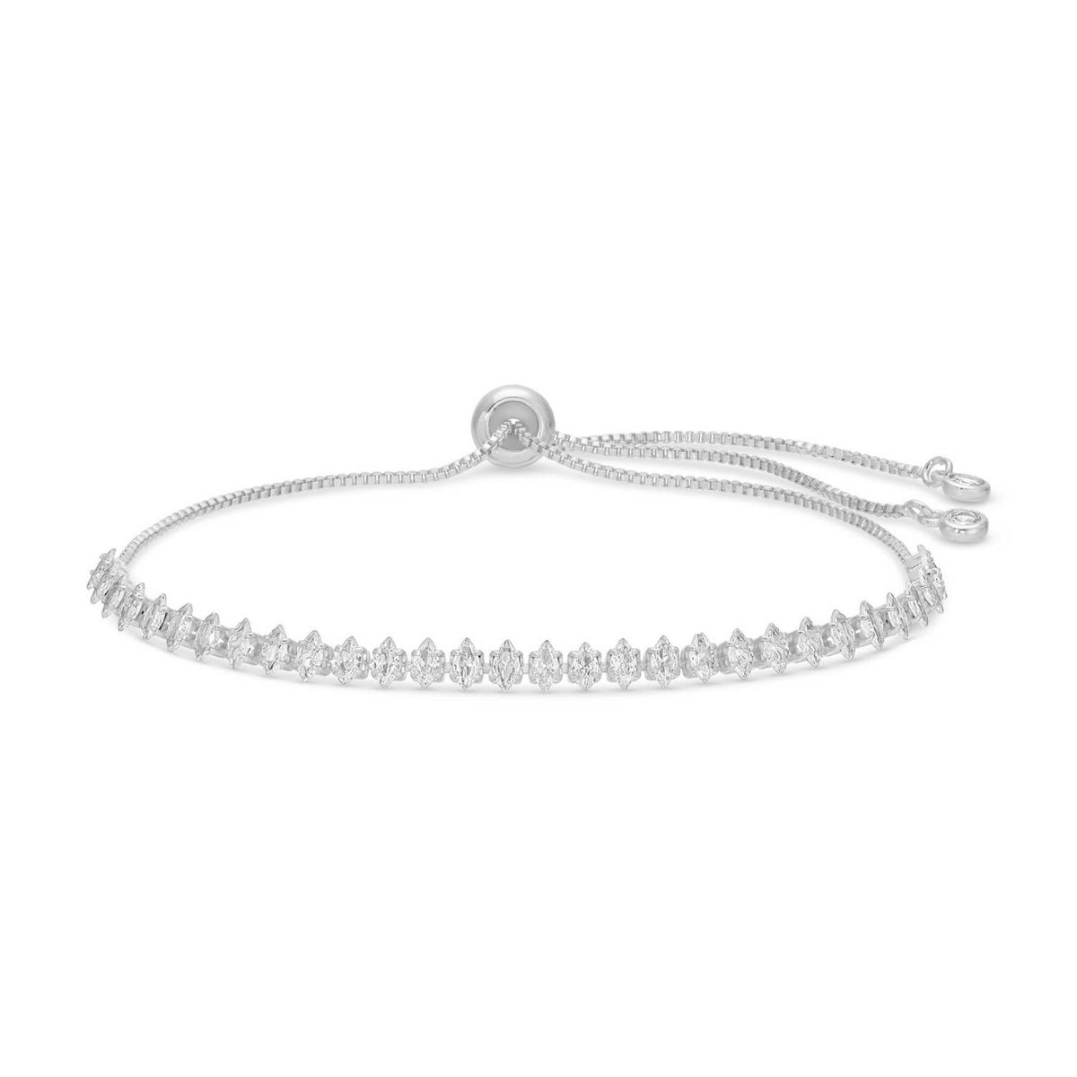 Delicate Faux Diamond Tennis Bracelet: Silver