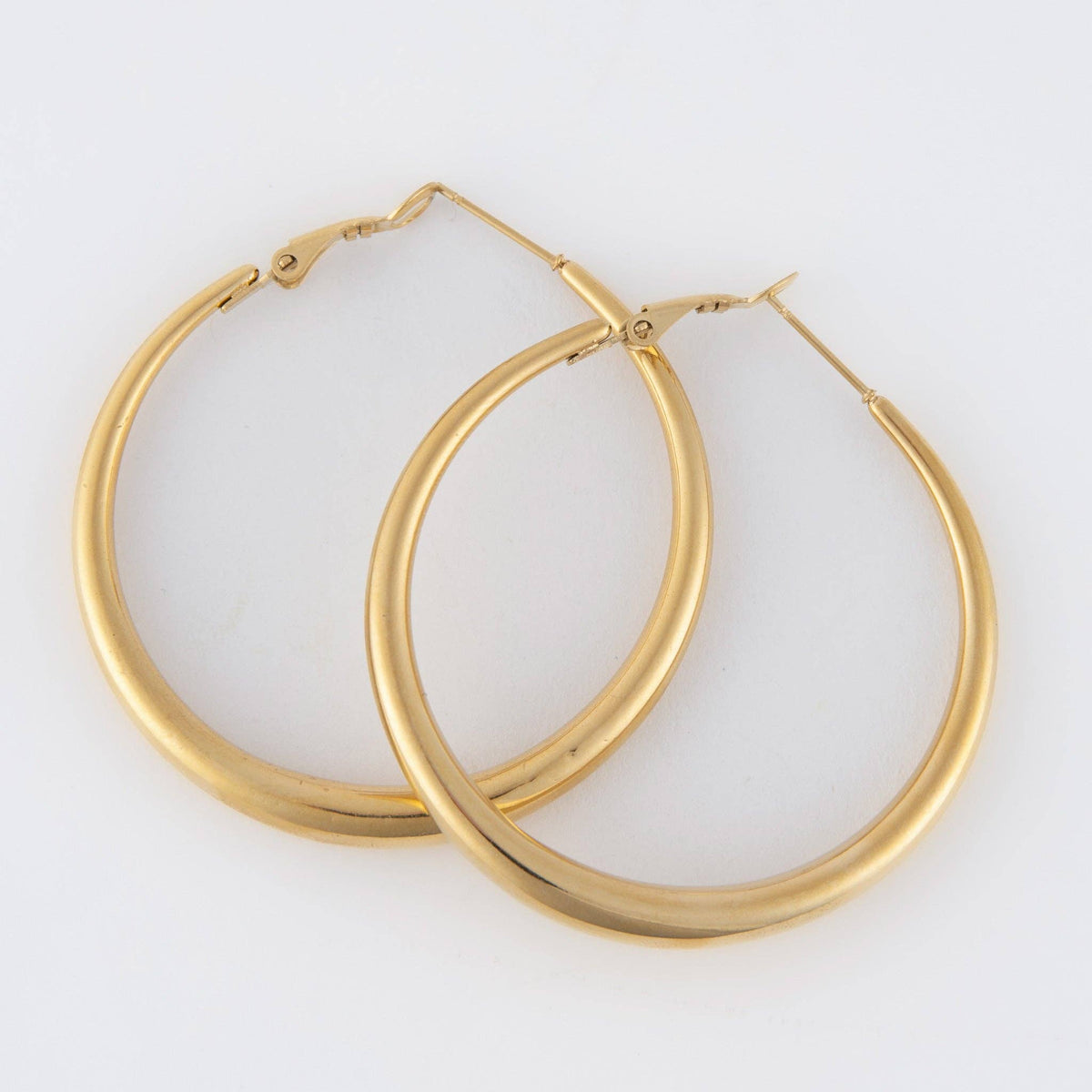 Waterproof Earrings Narelle Chunky Hoops in 18K Gold + Steel: Silver