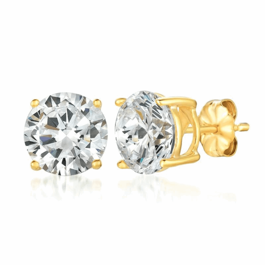 Brilliant Stud Earrings - 6.0 Carats Gold Finish