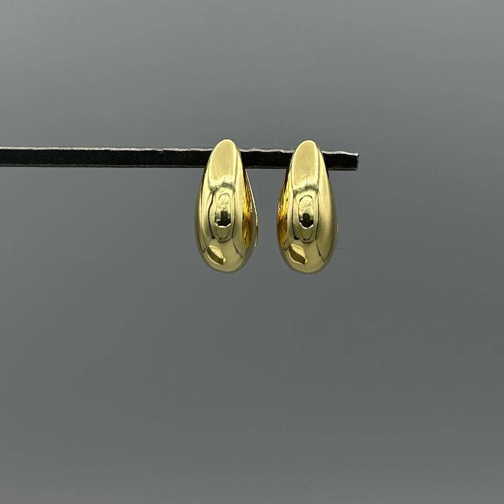 Chubby Gold Teardrop Hoops