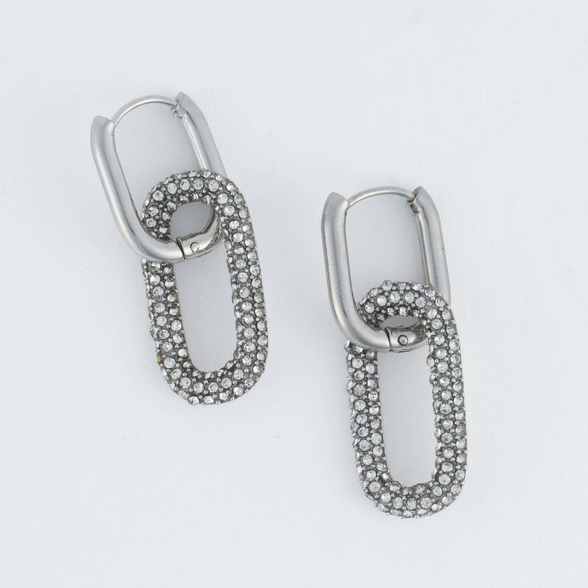 Waterproof Earrings Narelle Pave Linked Hoop Jewelry: Silver