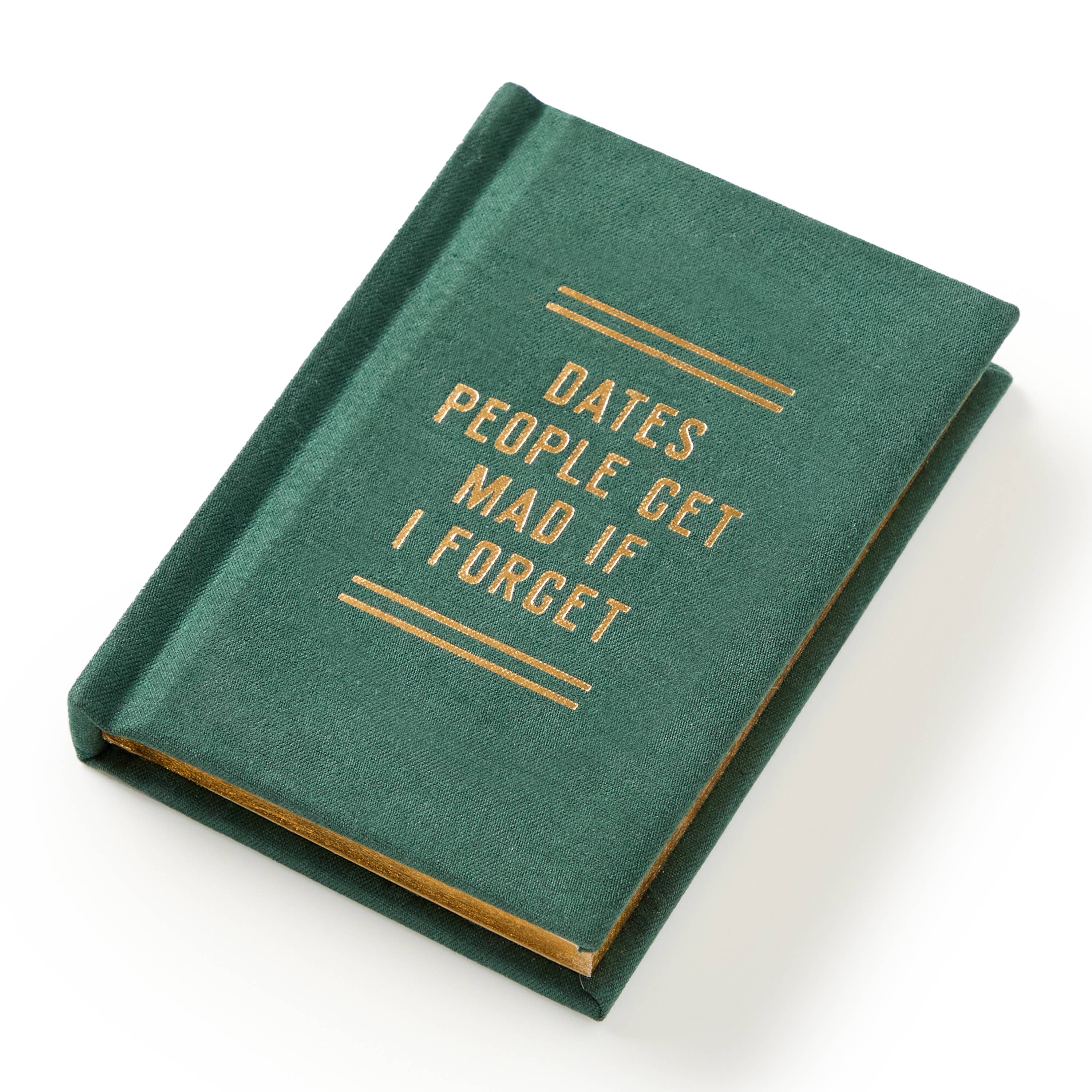 Green book with gold text on a white background