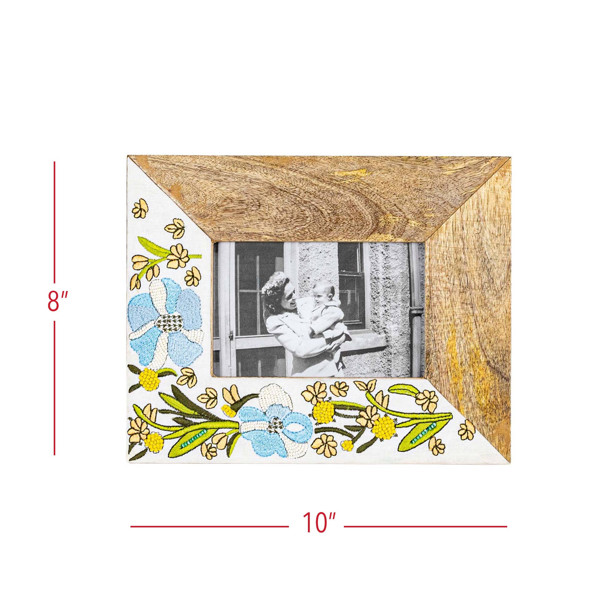 Posy 4x6 Photo Embroidered Picture Frame Mango Wood
