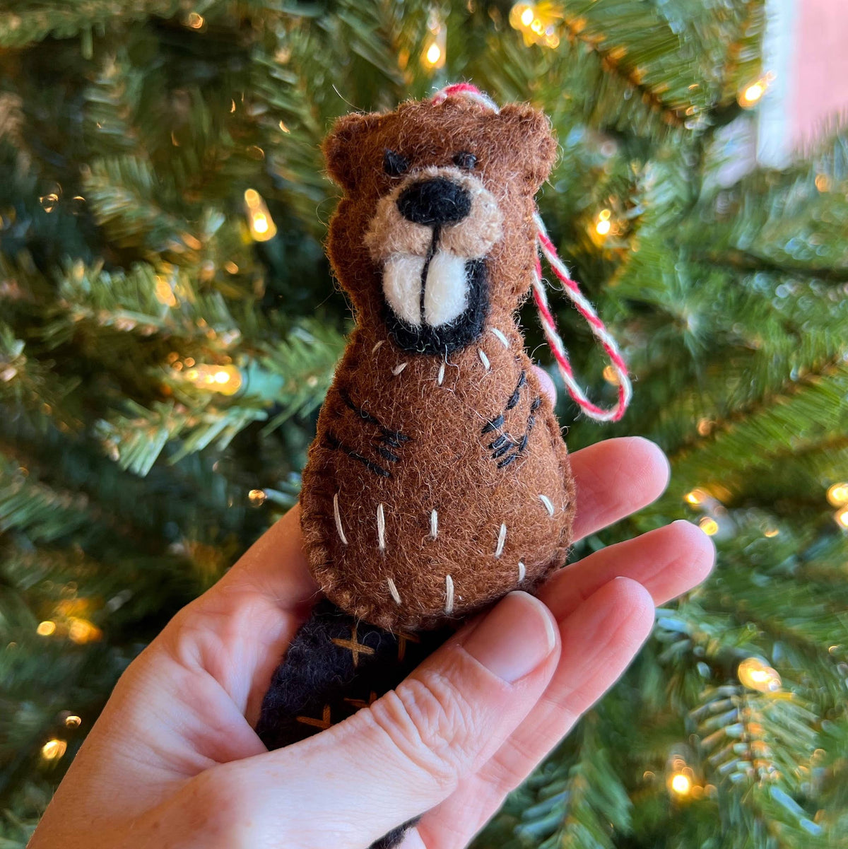 Beaver Felt Wool Christmas Ornament