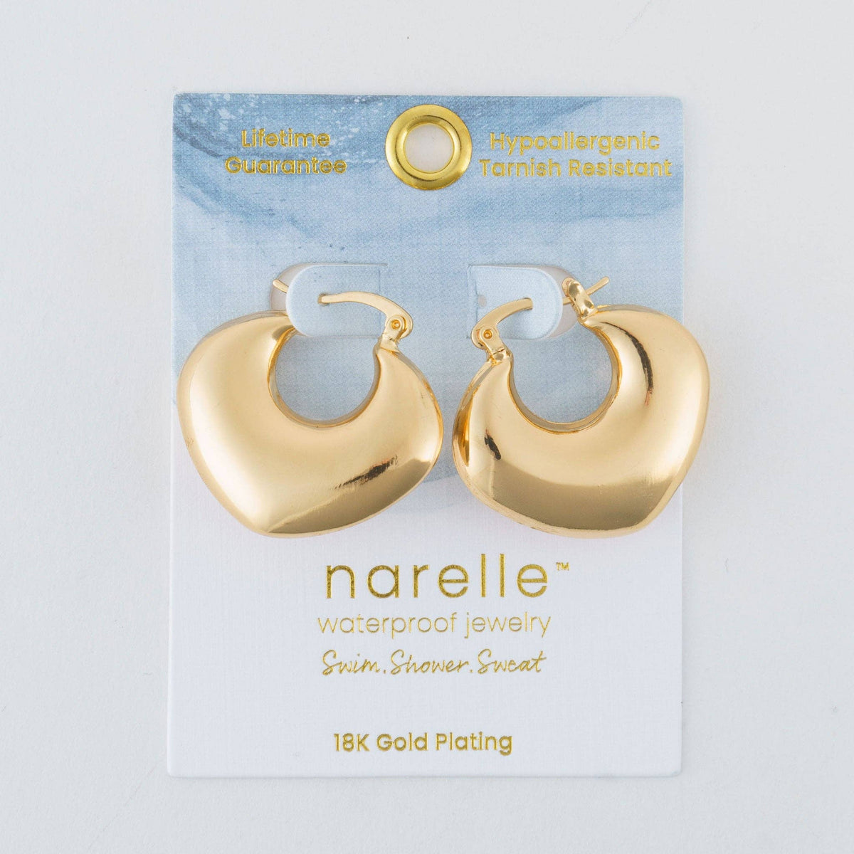 Narelle Waterproof Round Geo Hoop Earrings: Silver