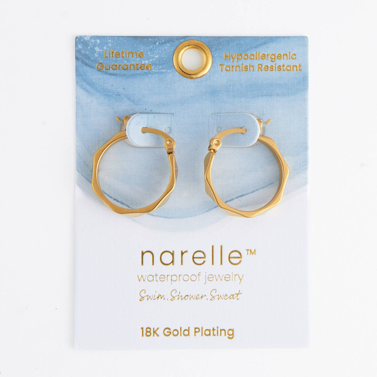 Waterproof Earrings Abstract Hoop in Gold & Steel Narelle: Silver