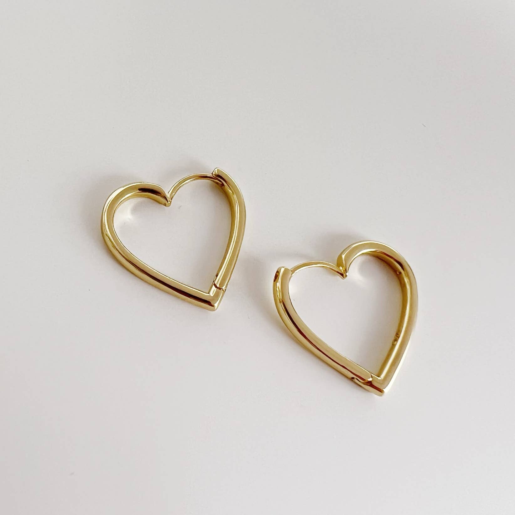 Love Heart Hoops Earrings Gold Filled