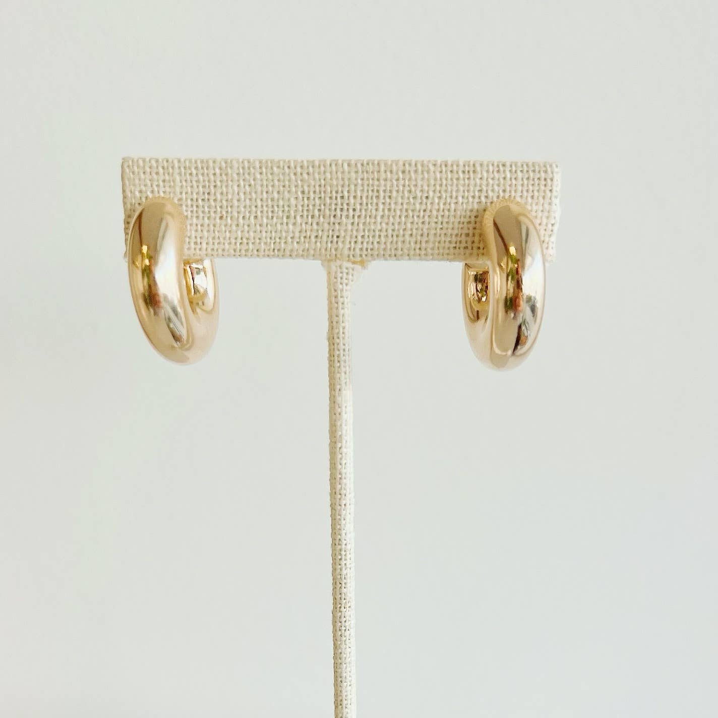 Ellie Chunky Tube Hoops Earrings Gold Filled Silver: Yellow Gold