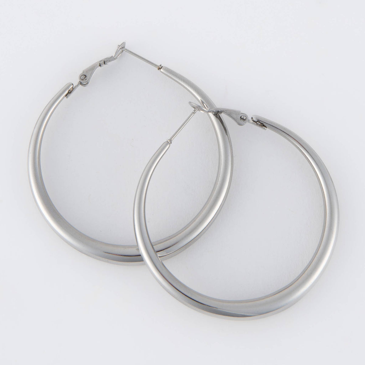 Waterproof Earrings Narelle Chunky Hoops in 18K Gold + Steel: Silver