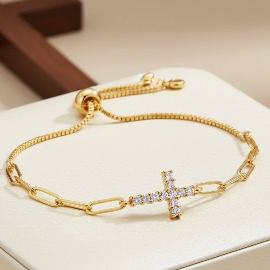 Cross Pulley Bracelet: Gold