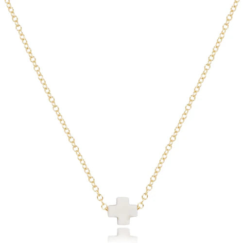 enewton 16" Necklace Gold - Signature Cross Off-White