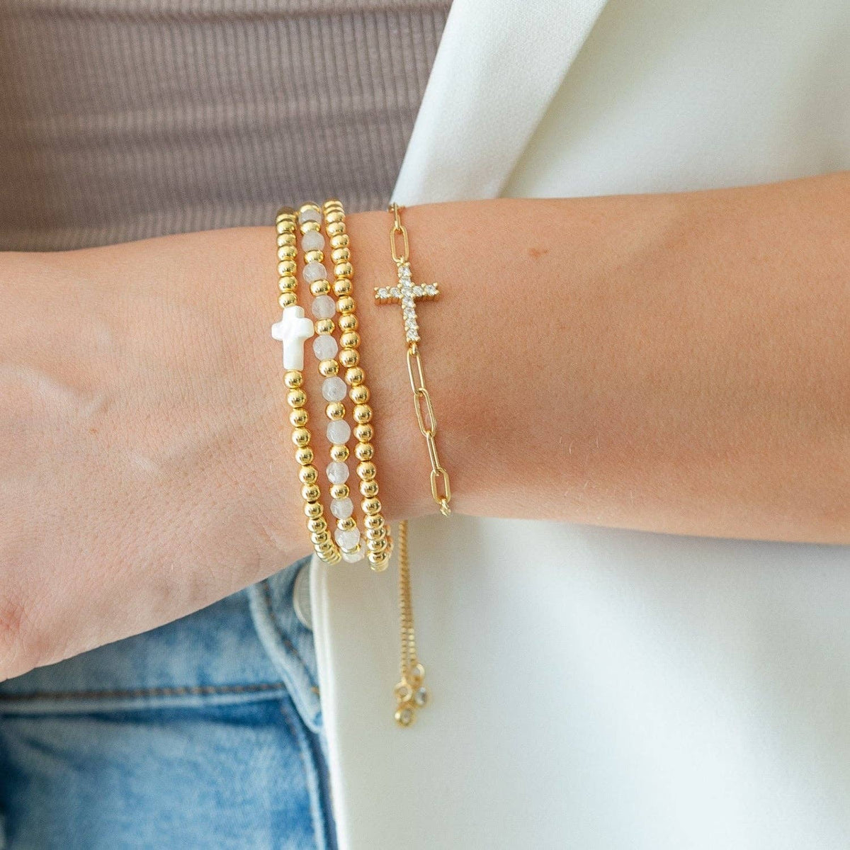 Cross Pulley Bracelet: Silver