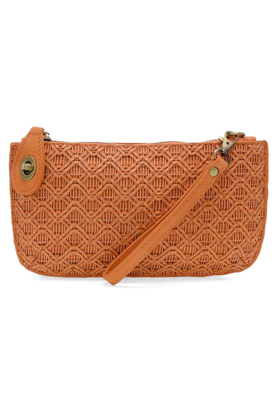 Lattice Woven Mini Crossbody Wristlet Clutch