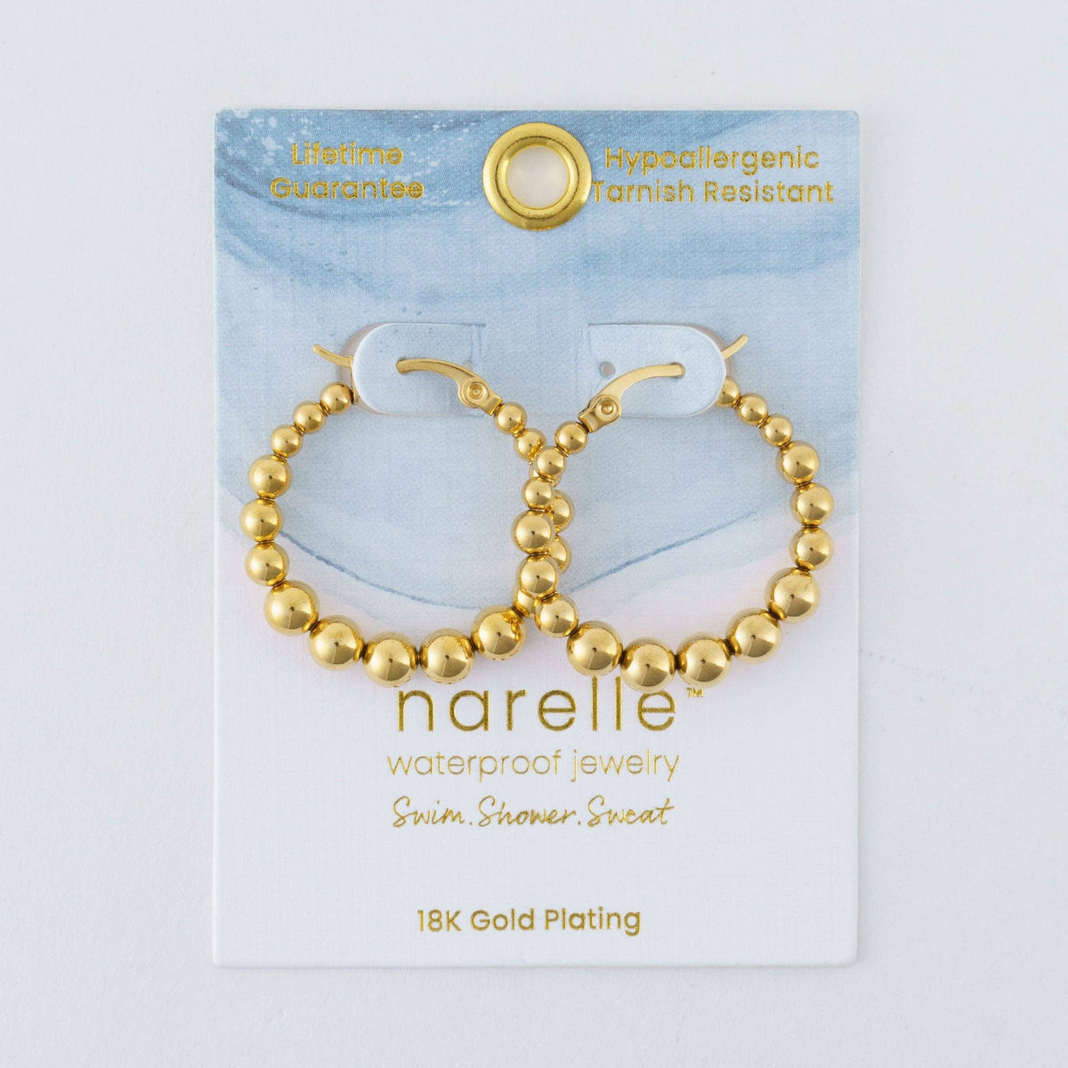 Waterproof Earrings Narelle Bubble Hoops in 18K Gold + Steel: Yellow Gold