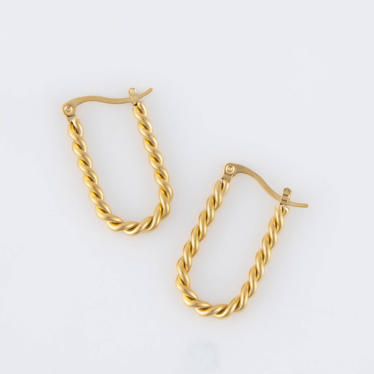 Waterproof Earrings Narelle Twisted Hoop in Steel + Gold: Silver