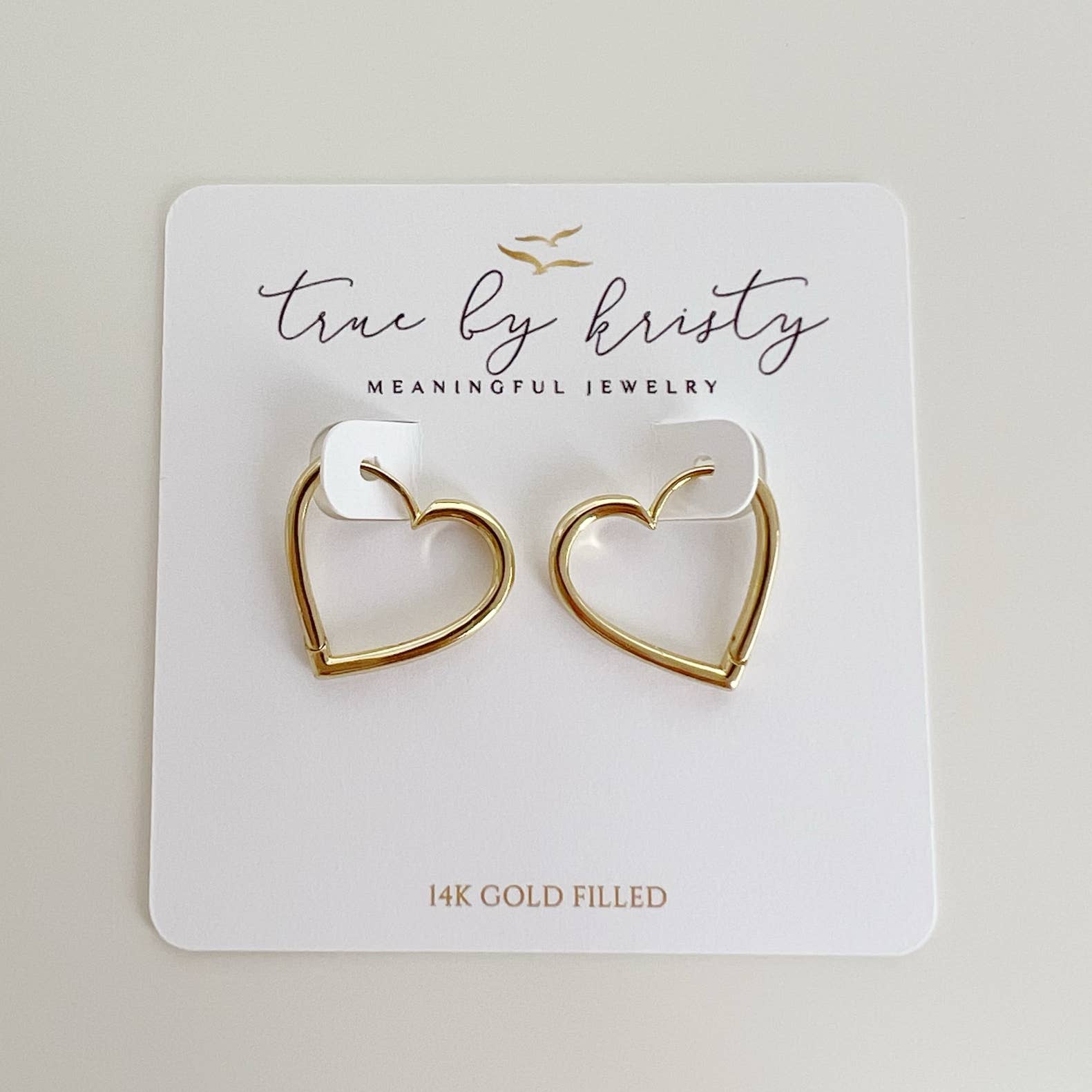 Love Heart Hoops Earrings Gold Filled