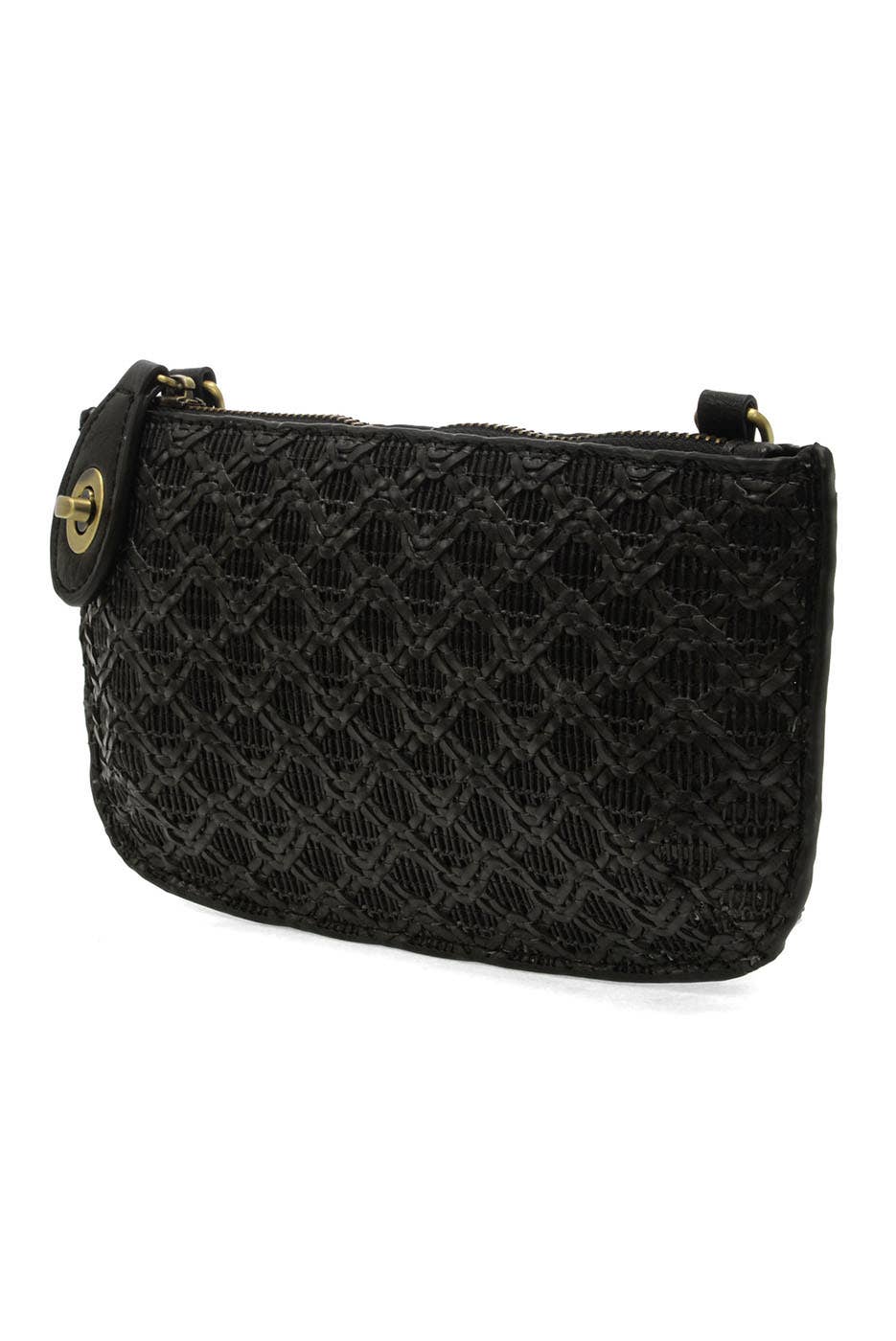 Lattice Woven Mini Crossbody Wristlet Clutch