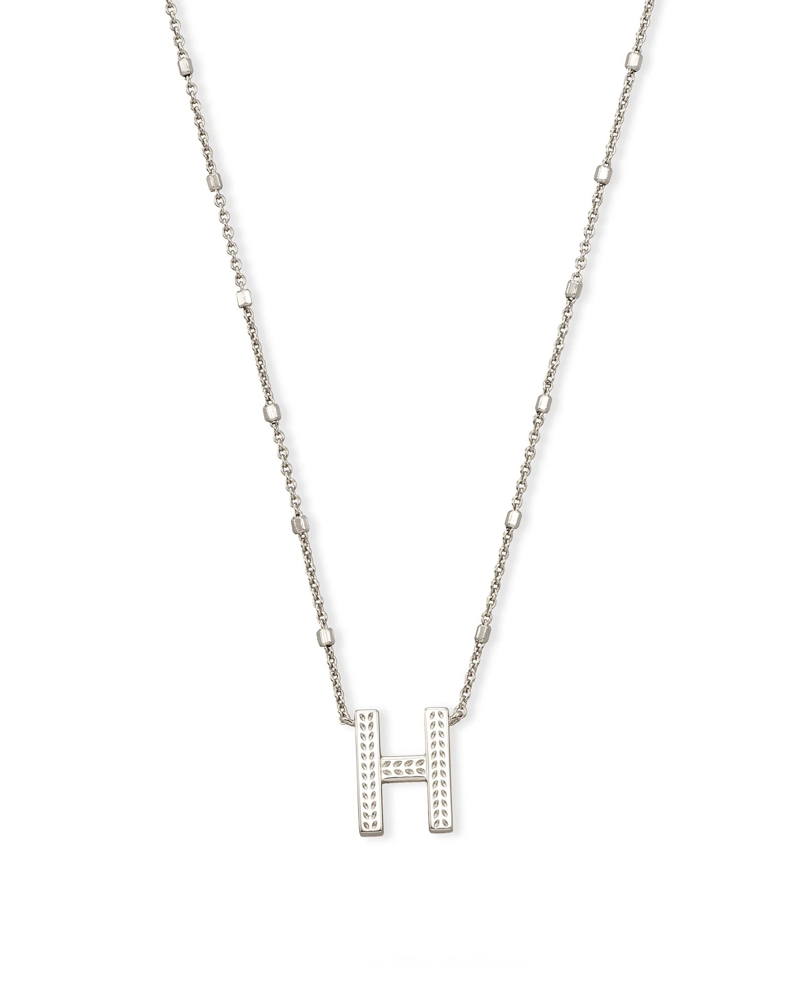 Letter Pendant Necklace Rhodium