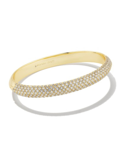 Mikki Pave Bangle Bracelet Gold White Cz M/L