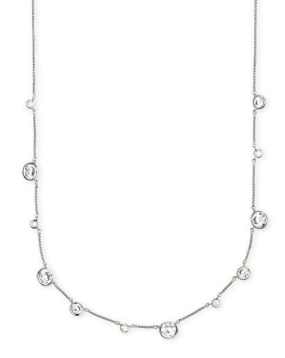 Clementine Necklace Rhodium Metal White Cz