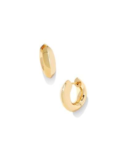 Mikki Metal Huggie Earrings Polished Gold