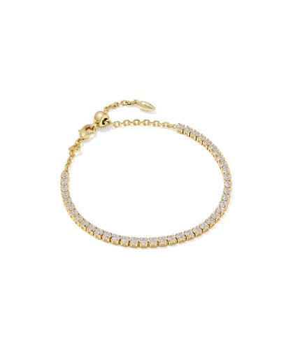 Renee Tennis Bracelet Gold White Cz