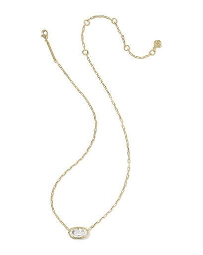 Gold necklace with a pendant on a white background