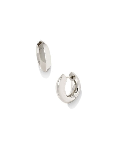 Mikki Metal Huggie Earrings Polished Silver
