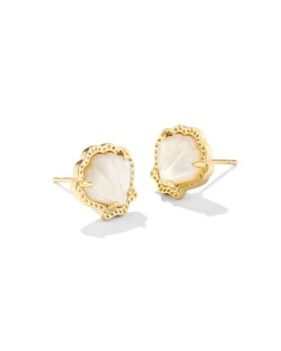 Brynne Shell Stud Earrings Gold Ivory Mother Of Pearl