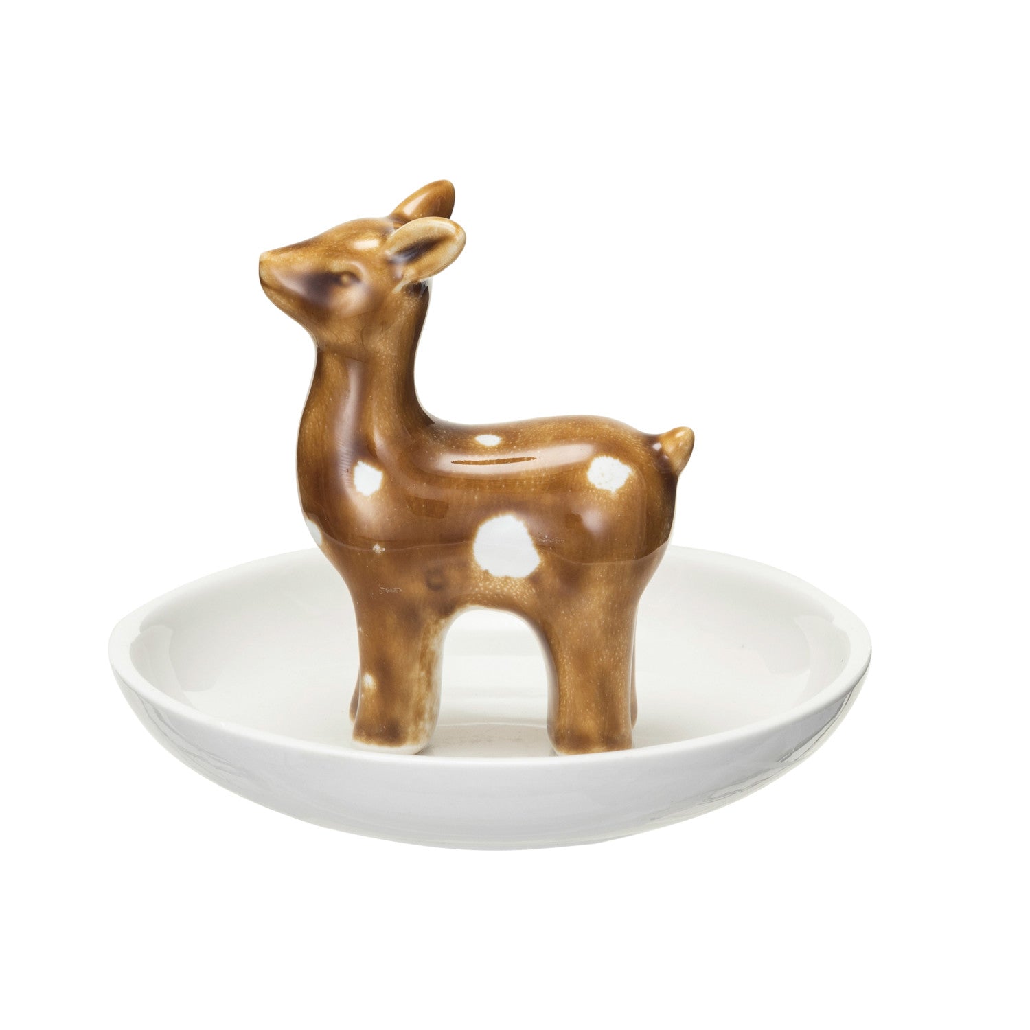Decorative Stoneware Dish w/ Deer, Reactive Glaze (Each One Will Vary)