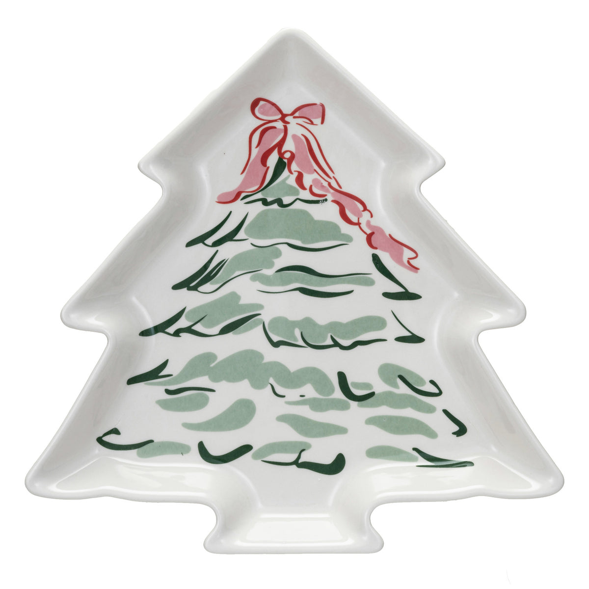 Stoneware Tree Shaped Plate w/ Christmas Tree, Multi Color ©